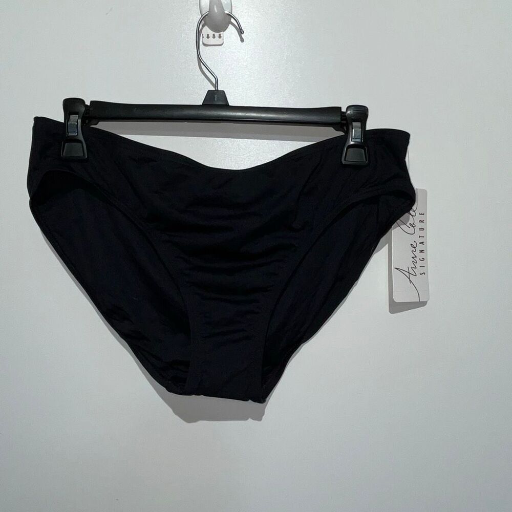 Anne Cole Signature Women's Black High Leg Stretch Bikini Bottom Size Large NWT